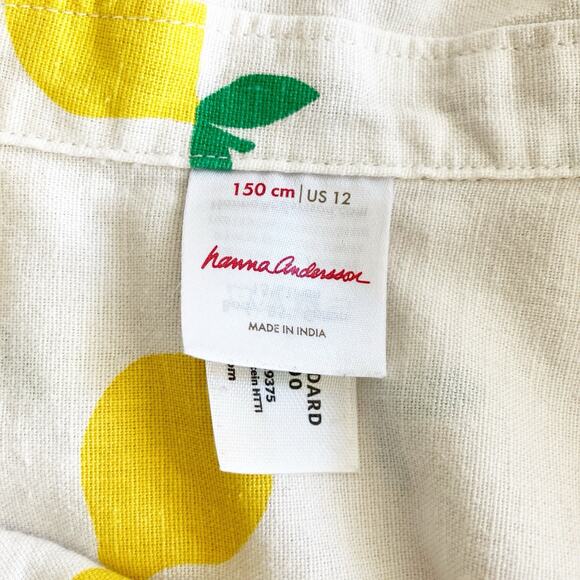 Hanna Andersson 12 Shirt Lemon Print Collar Button Front Short Sleeve - Picture 3 of 6